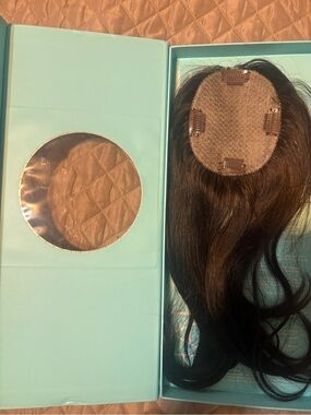 Halle Couture Dark Brown Clip-In Hair Topper Color 1b 16-18in length NIB